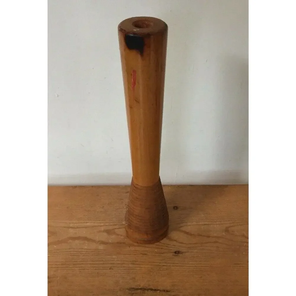 Vintage Antique Primitive Solid Wood Loom Tool Candlestick Taper Holder 12